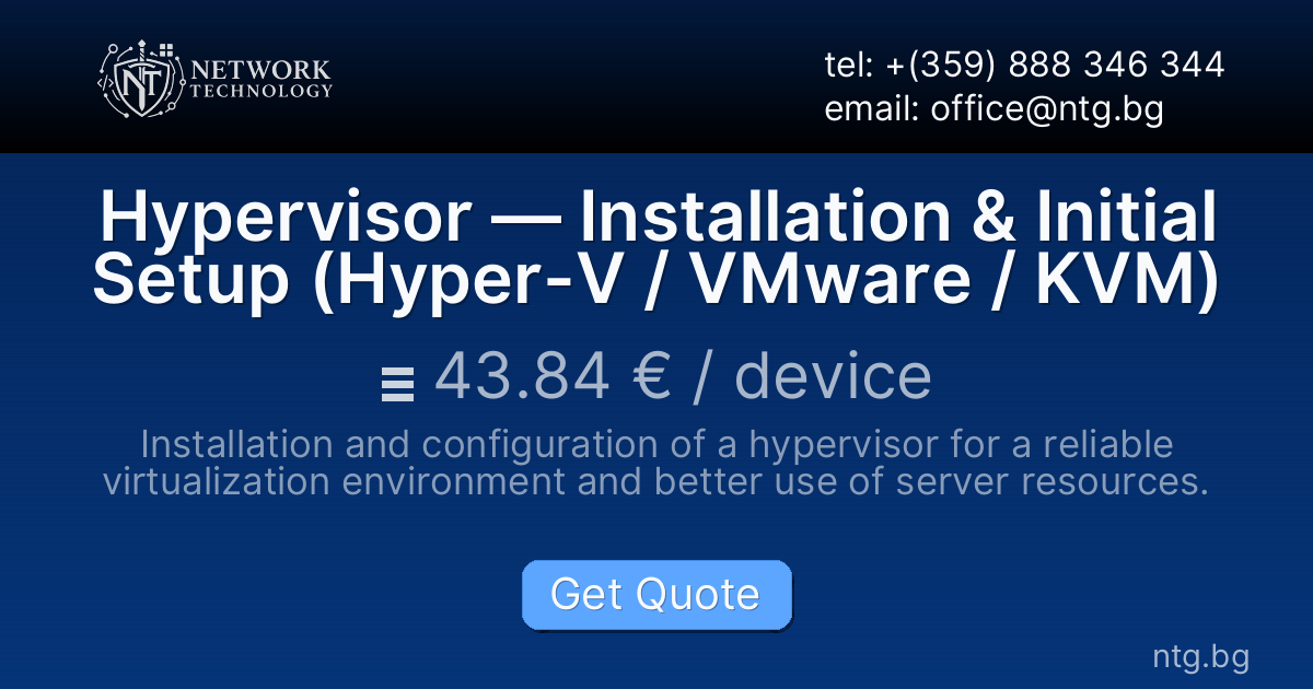 Hypervisor — Installation & Initial Setup (Hyper-V / VMware / KVM)