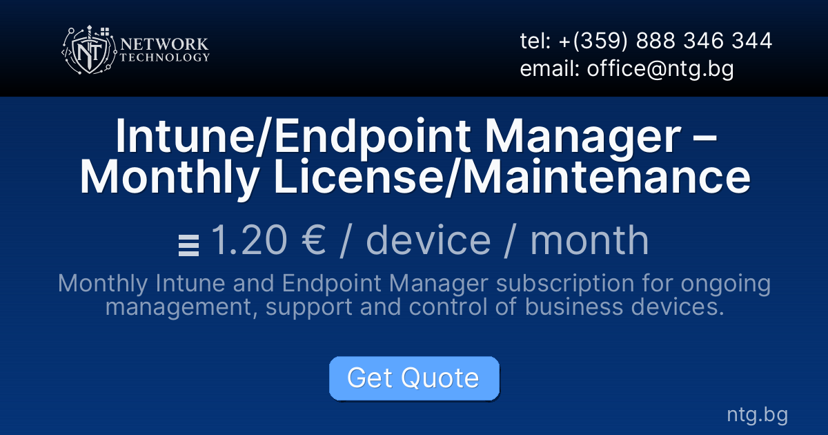Intune/Endpoint Manager – Monthly License/Maintenance