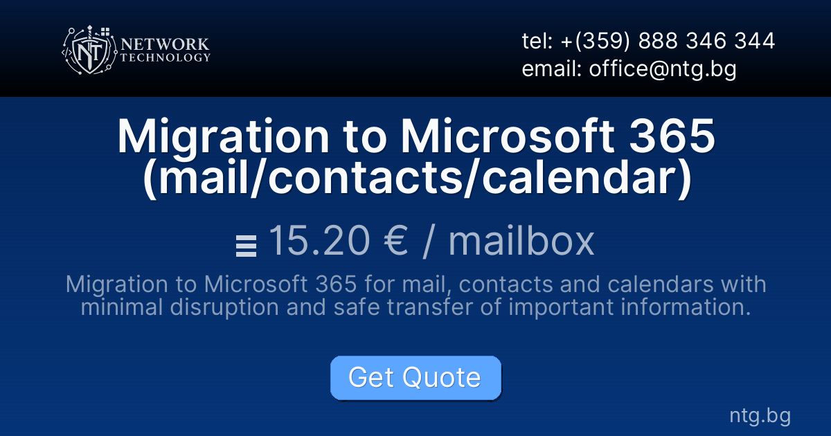 Migration to Microsoft 365 (mail/contacts/calendar)