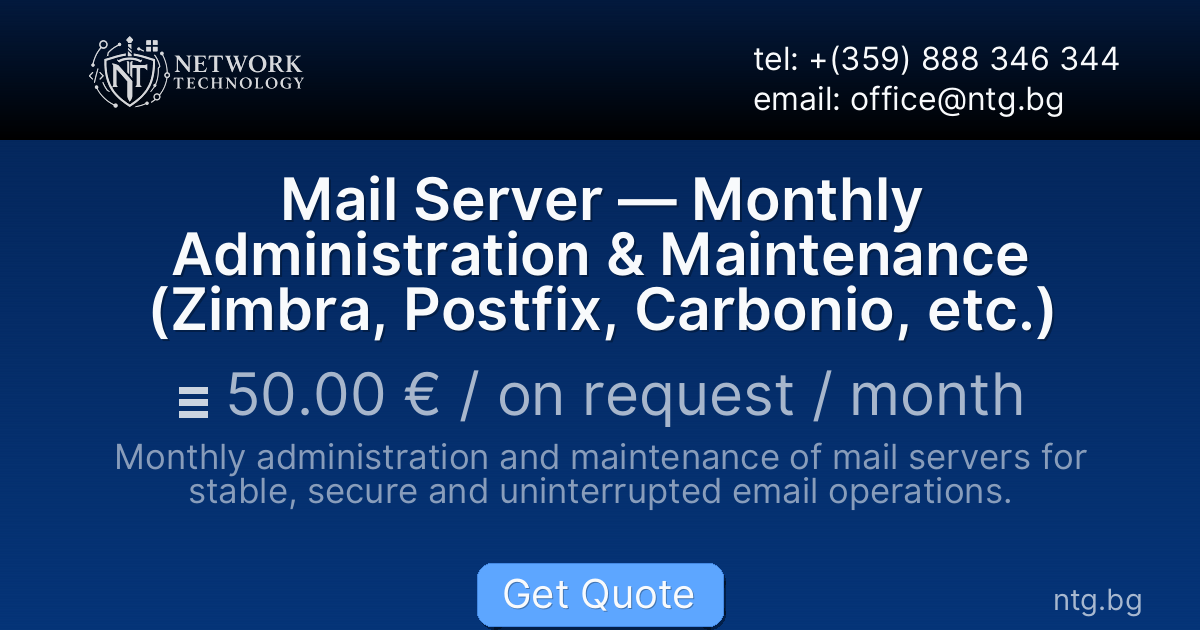 Mail Server — Monthly Administration & Maintenance (Zimbra, Postfix, Carbonio, etc.)