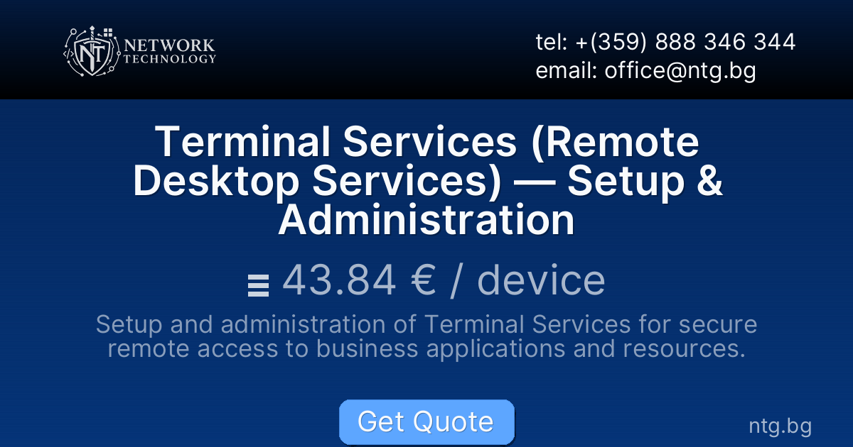 Terminal Services (Remote Desktop Services) — Setup & Administration