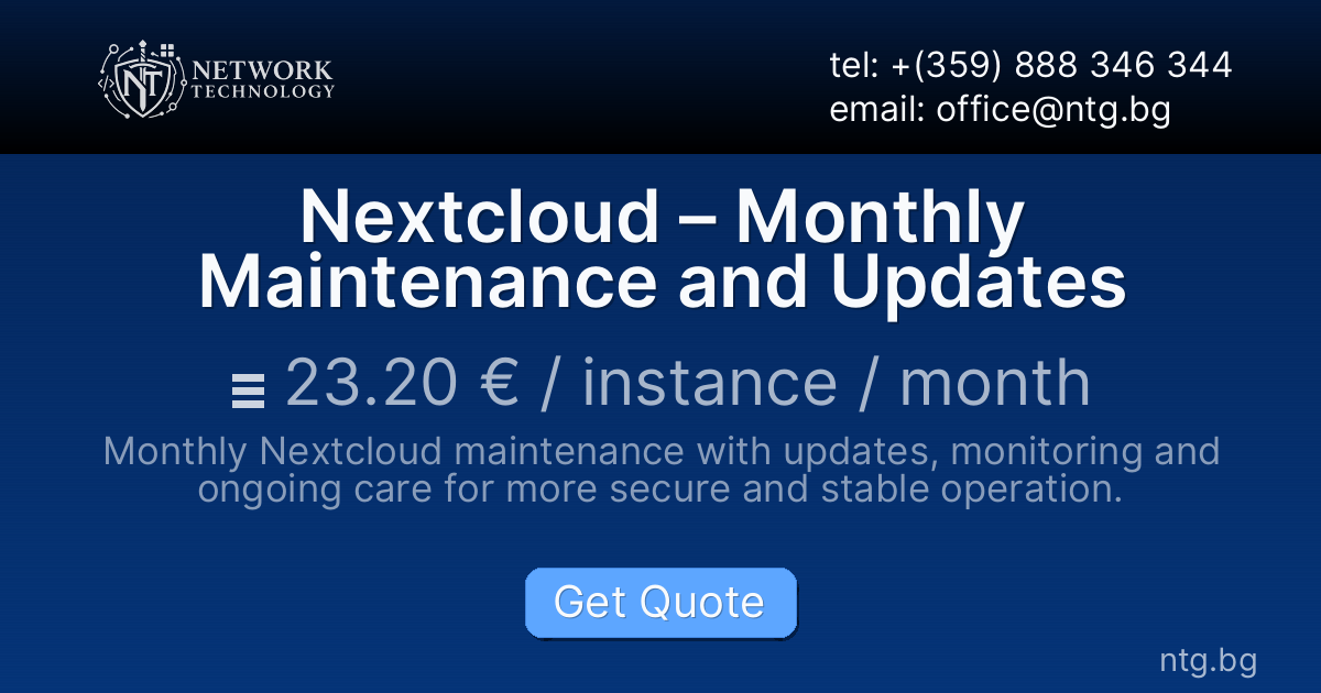Nextcloud – Monthly Maintenance and Updates