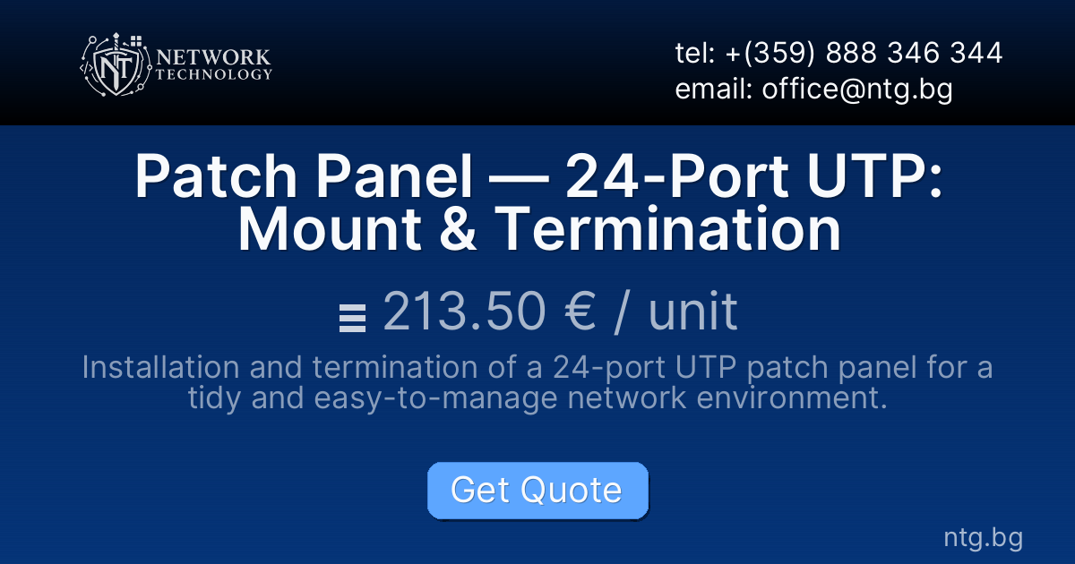 Patch Panel — 24-Port UTP: Mount & Termination