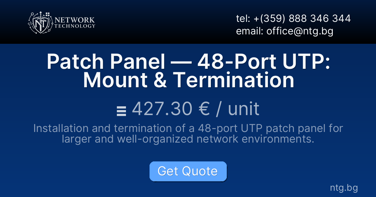 Patch Panel — 48-Port UTP: Mount & Termination