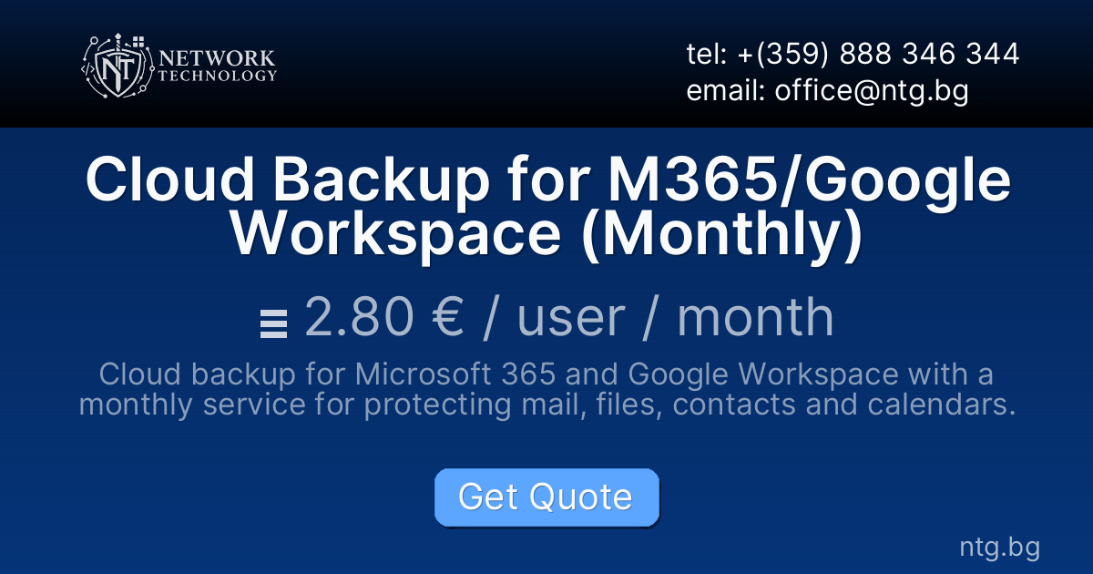 Cloud Backup for M365/Google Workspace (Monthly)