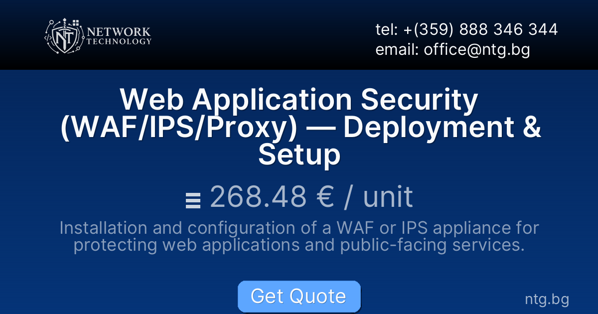 Web Application Security (WAF/IPS/Proxy) — Deployment & Setup