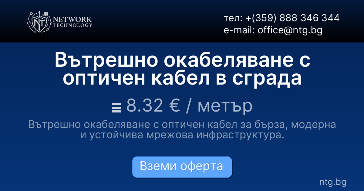 Вътрешно окабеляване с оптичен кабел в сграда