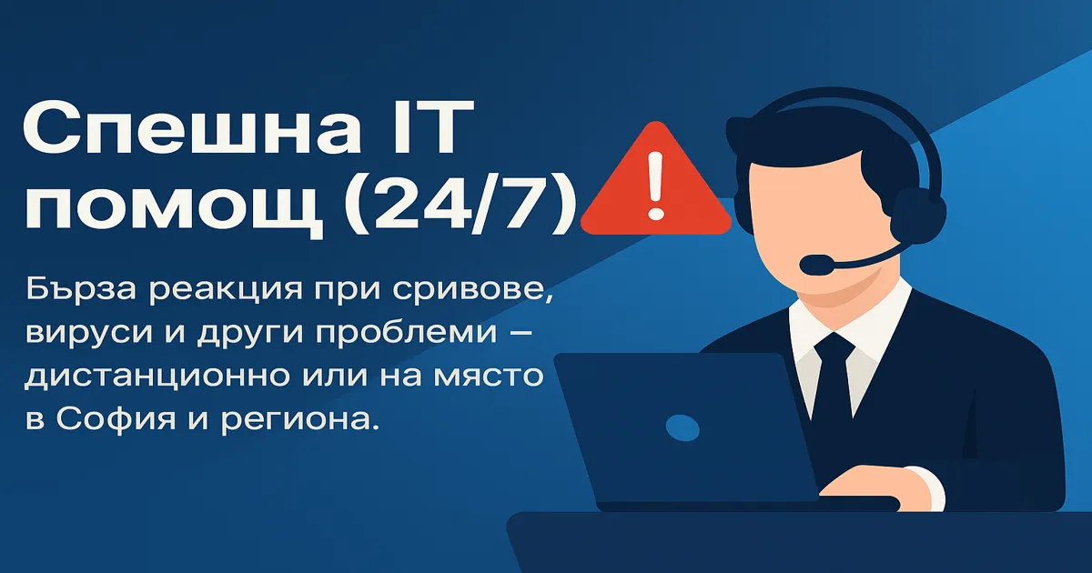 Спешна IT помощ 24/7, аварийна поддръжка, дистанционно и на място